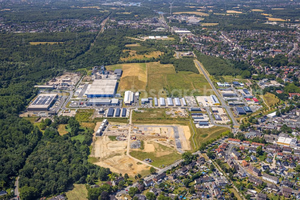 Aerial photograph Ickern - Construction site of a new residential area of the terraced house and single-family house settlement and single-family house settlement Beerenbruch Viertel in Ickern at Ruhrgebiet in the state North Rhine-Westphalia, Germany