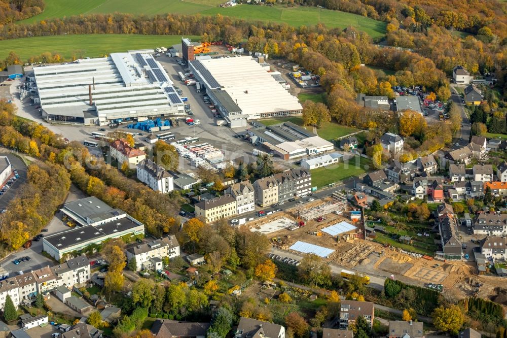 Velbert from above - Construction site of a new residential area of the terraced housing estate on the of Deutsche Reihenhaus AG on Schmalenhofer Strasse in Velbert in the state North Rhine-Westphalia, Germany