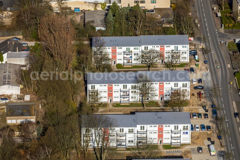 Bochum from the bird's eye view: Construction site of a new residential area of the terraced housing estate on the along the Prinz-Regenten-Strasse in Bochum in the state North Rhine-Westphalia, Germany