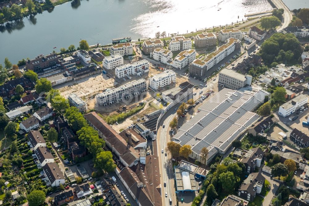 Aerial image Essen - Construction site of a new residential area of the terraced housing estate on the between the Ringstrasse and the Bachstrasse in Essen in the state North Rhine-Westphalia, Germany