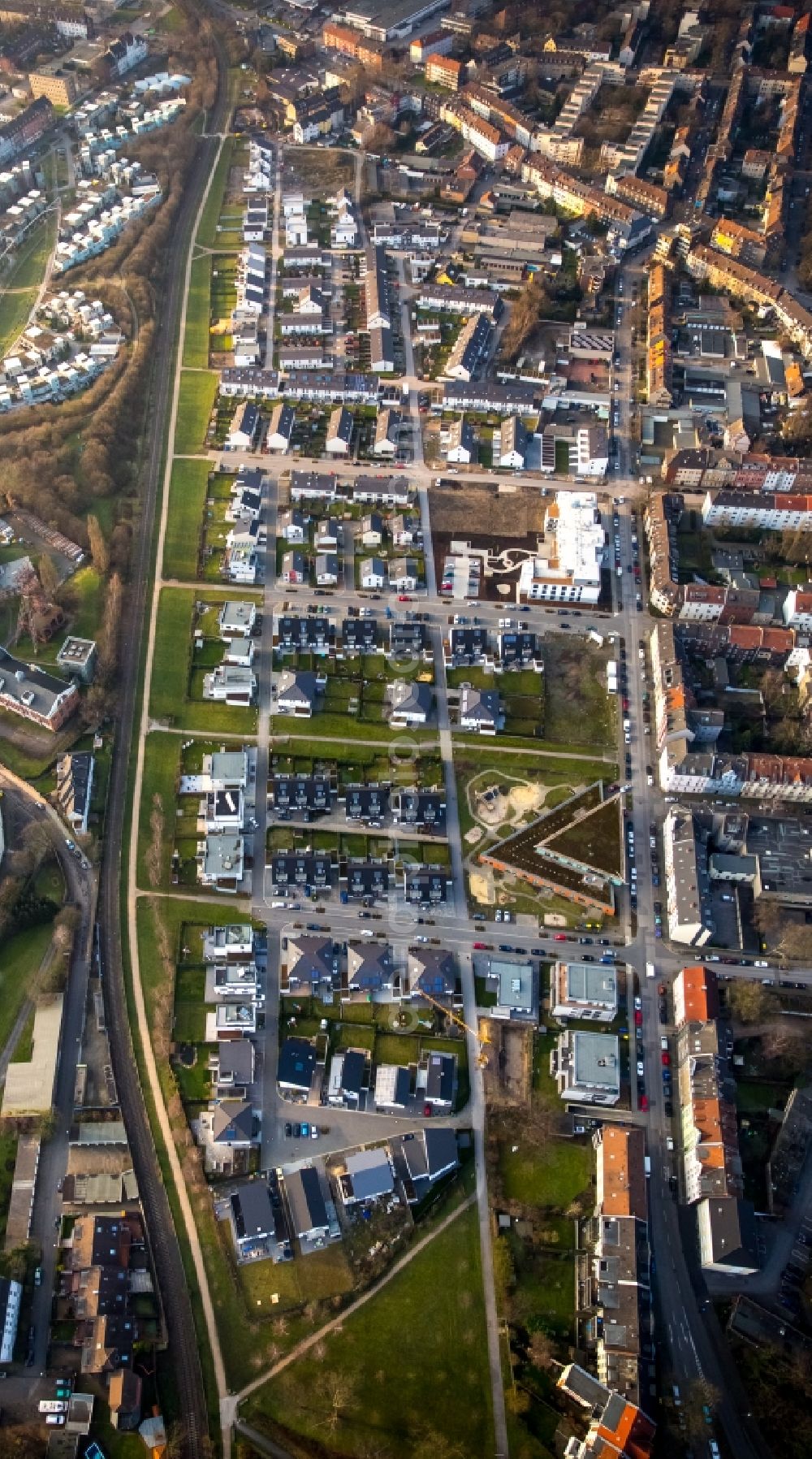 Aerial image Gelsenkirchen - New residential developments on the former factory compound of Kueppersbusch in Gelsenkirchen in the state of North Rhine-Westphalia