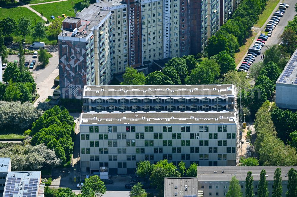 Berlin from above - Multi-family residential building on Lion-Feuchtwanger-Strasse in the Hellersdorf district of Berlin, Germany