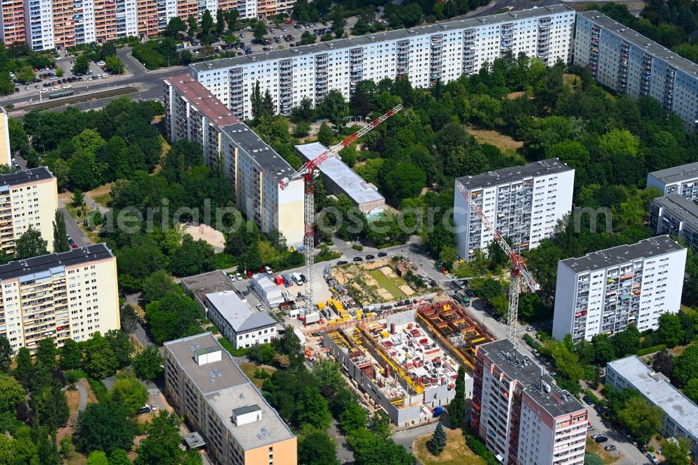 Aerial image Berlin - Construction site for the multi-family residential building on Marchwitzastrasse in the district Marzahn in Berlin, Germany