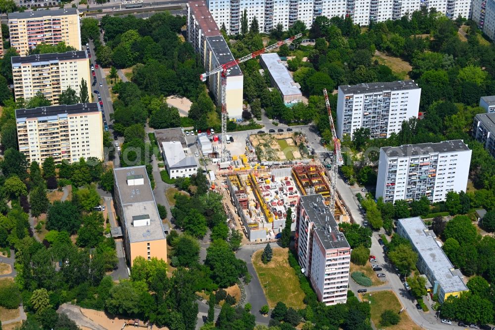 Aerial photograph Berlin - Construction site for the multi-family residential building on Marchwitzastrasse in the district Marzahn in Berlin, Germany