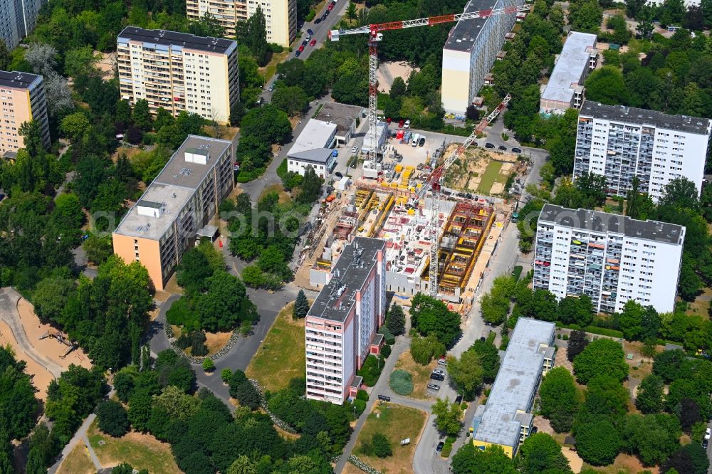 Aerial image Berlin - Construction site for the multi-family residential building on Marchwitzastrasse in the district Marzahn in Berlin, Germany