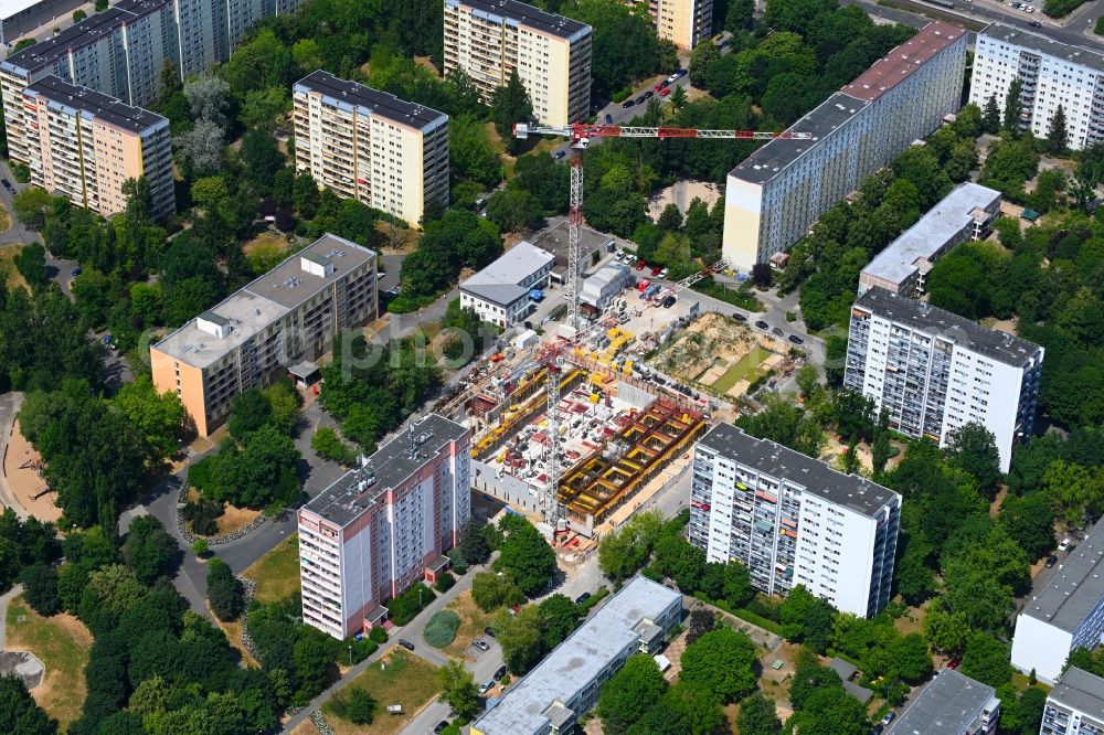 Aerial photograph Berlin - Construction site for the multi-family residential building on Marchwitzastrasse in the district Marzahn in Berlin, Germany