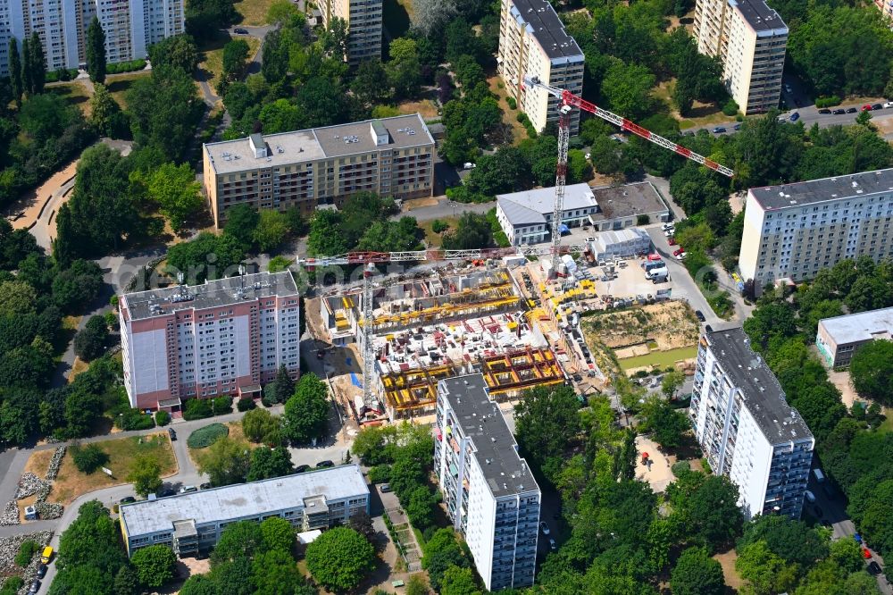 Aerial image Berlin - Construction site for the multi-family residential building on Marchwitzastrasse in the district Marzahn in Berlin, Germany