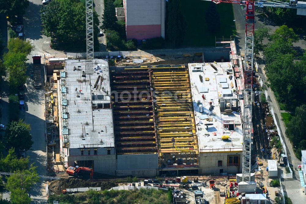 Aerial image Berlin - Construction site for the multi-family residential building on Marchwitzastrasse in the district Marzahn in Berlin, Germany