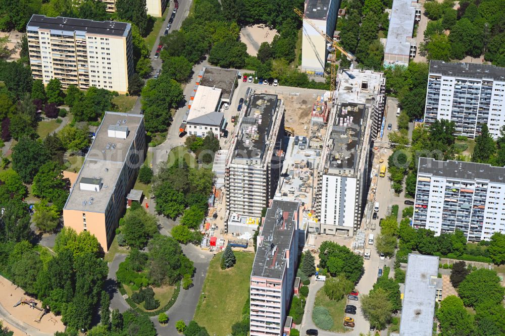 Berlin from above - Construction site for the multi-family residential building on Marchwitzastrasse in the district Marzahn in Berlin, Germany