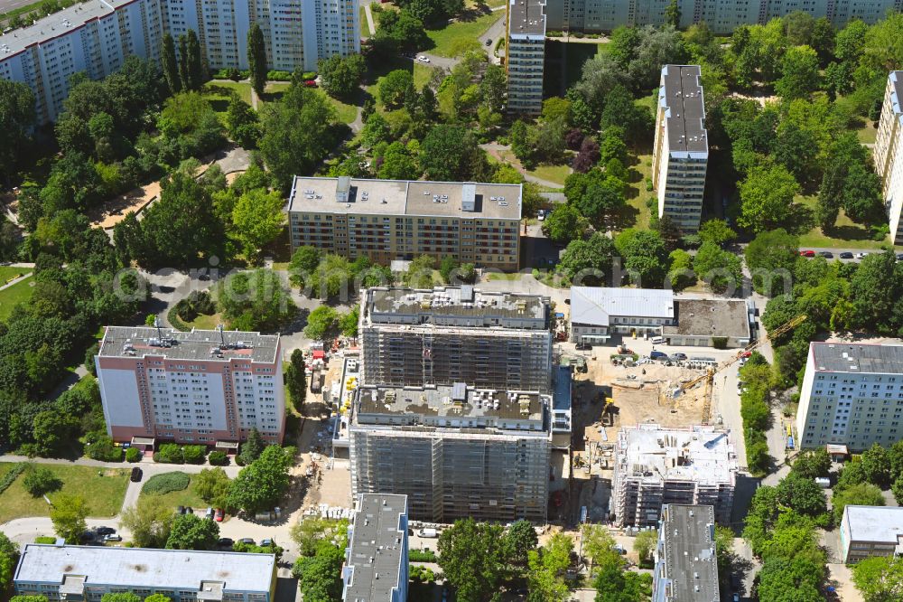 Aerial image Berlin - Construction site for the multi-family residential building on Marchwitzastrasse in the district Marzahn in Berlin, Germany