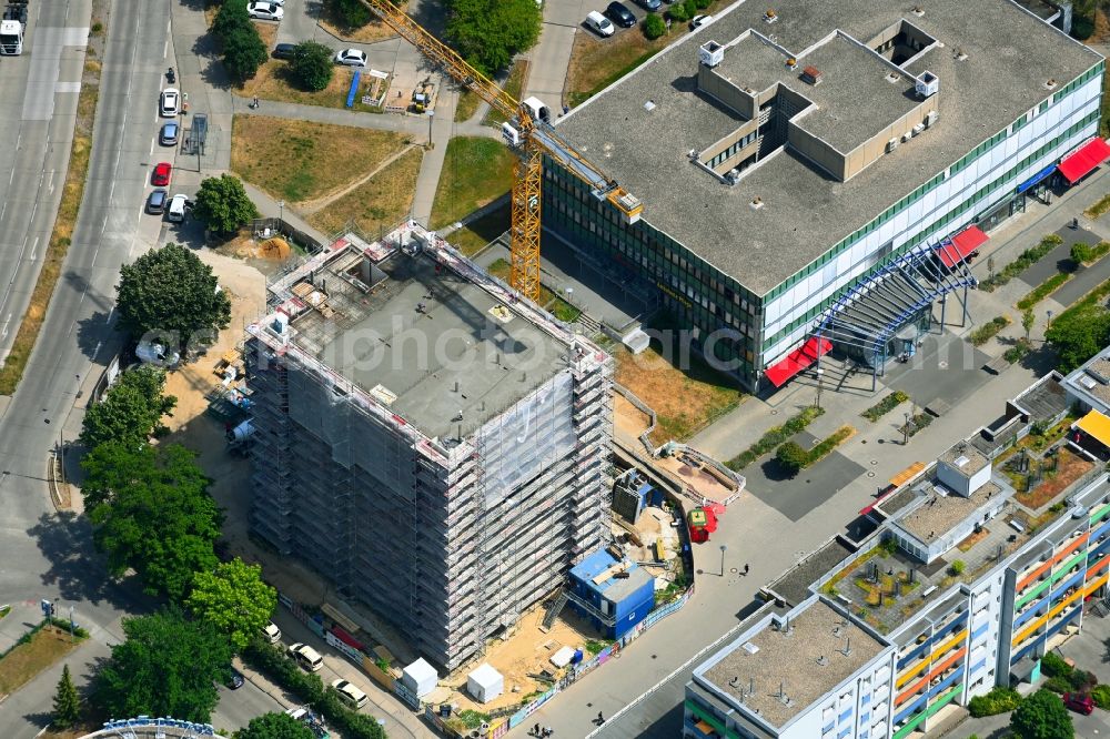 Aerial image Berlin - Construction site for the multi-family residential building Mehrower Allee corner Sella-Hasse-Strasse in the district Marzahn in Berlin, Germany