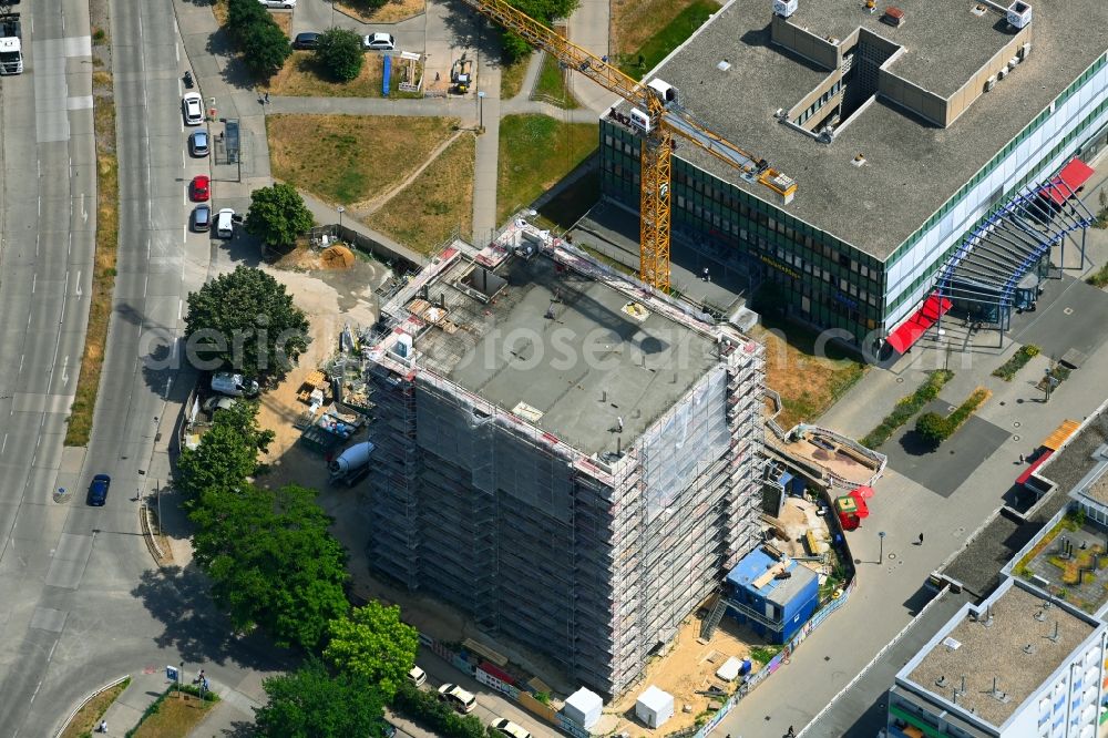 Berlin from above - Construction site for the multi-family residential building Mehrower Allee corner Sella-Hasse-Strasse in the district Marzahn in Berlin, Germany