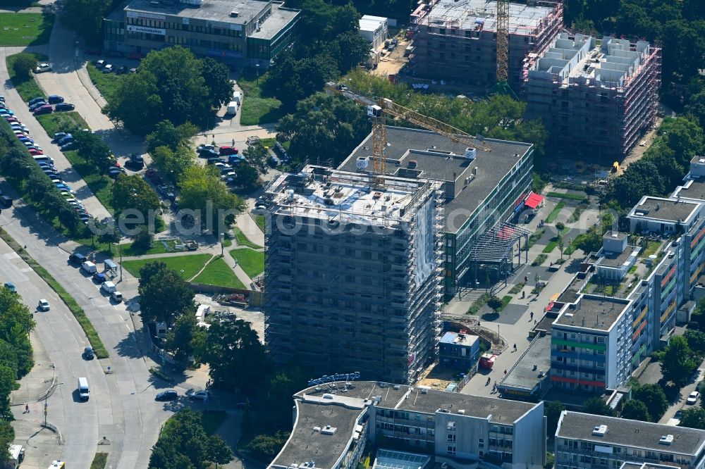 Berlin from above - Construction site for the multi-family residential building Mehrower Allee corner Sella-Hasse-Strasse in the district Marzahn in Berlin, Germany