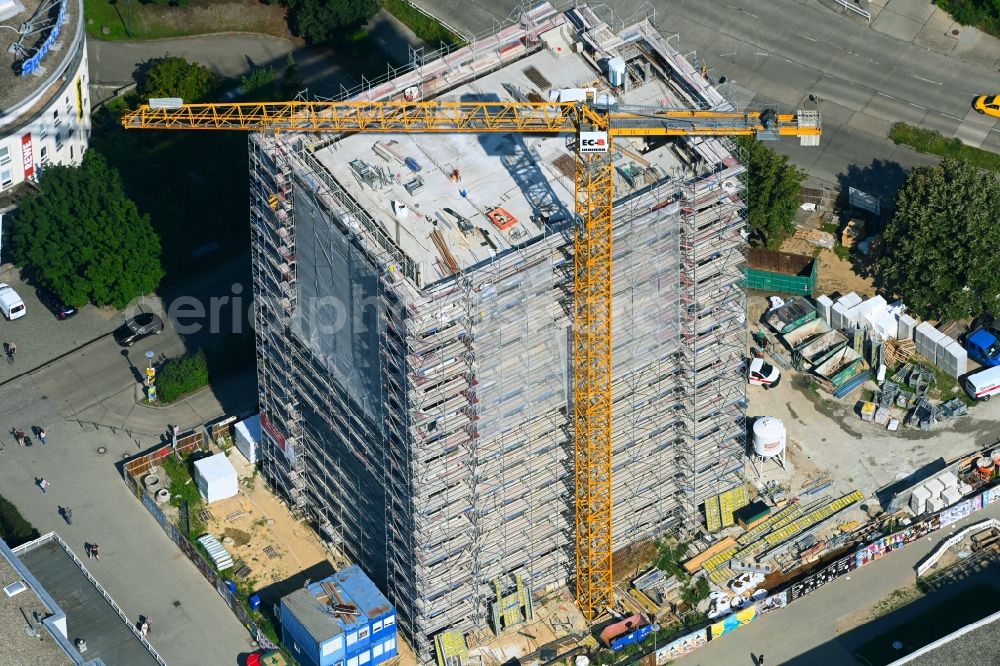 Aerial photograph Berlin - Construction site for the multi-family residential building Mehrower Allee corner Sella-Hasse-Strasse in the district Marzahn in Berlin, Germany