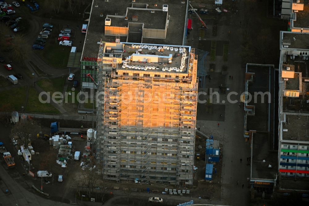 Berlin from above - Construction site for the multi-family residential building Mehrower Allee corner Sella-Hasse-Strasse in the district Marzahn in Berlin, Germany