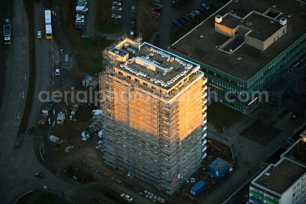 Berlin from above - Construction site for the multi-family residential building Mehrower Allee corner Sella-Hasse-Strasse in the district Marzahn in Berlin, Germany