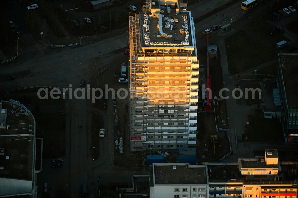 Berlin from above - Construction site for the multi-family residential building Mehrower Allee corner Sella-Hasse-Strasse in the district Marzahn in Berlin, Germany