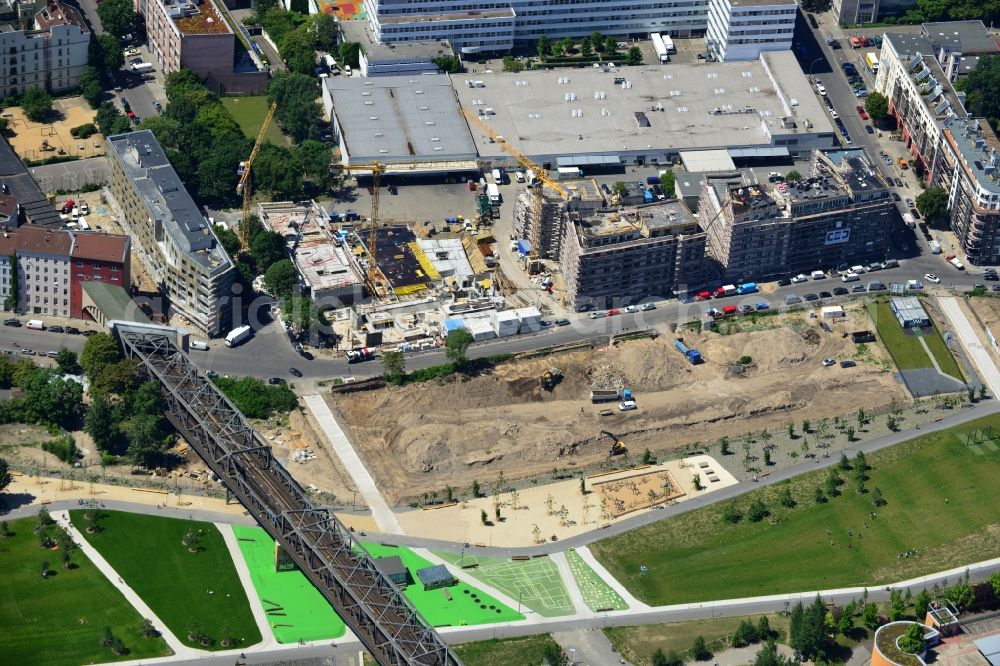 Aerial image Berlin Kreuzberg - Construction of the residential project Flottwell Living on the Flottwell street in Berlin Kreuzberg