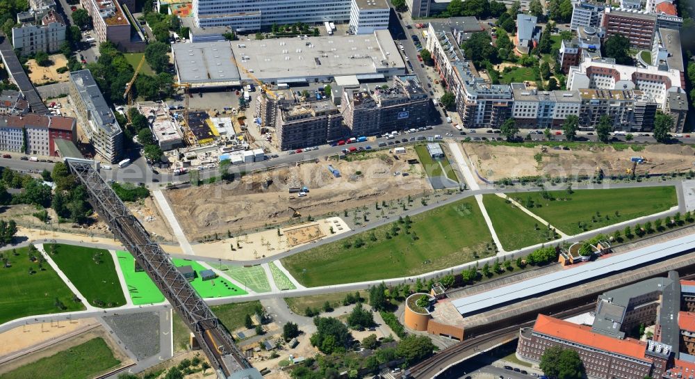 Aerial photograph Berlin Kreuzberg - Construction of the residential project Flottwell Living on the Flottwell street in Berlin Kreuzberg