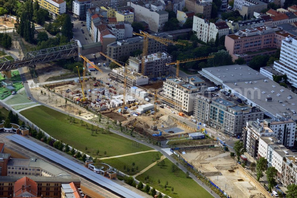 Berlin Kreuzberg from above - Construction of the residential project Flottwell Living on the Flottwell street in Berlin Kreuzberg