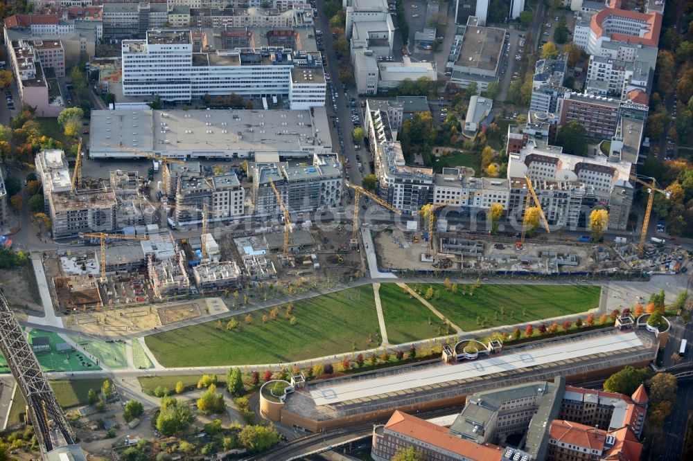 Berlin Kreuzberg from the bird's eye view: Construction of the residential project Flottwell Living on the Flottwell street in Berlin Kreuzberg