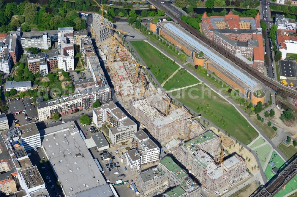 Aerial image Berlin Kreuzberg - Construction of the residential project Flottwell Living on the Flottwell street in Berlin Kreuzberg