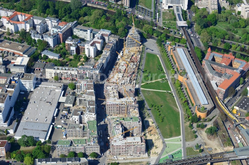 Aerial photograph Berlin Kreuzberg - Construction of the residential project Flottwell Living on the Flottwell street in Berlin Kreuzberg