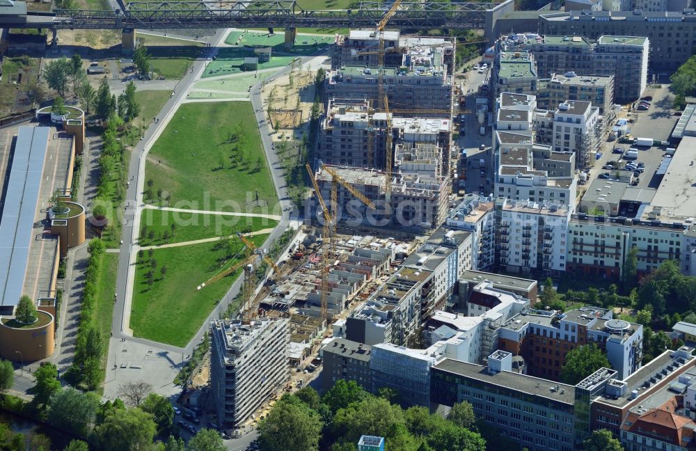 Aerial photograph Berlin Kreuzberg - Construction of the residential project Flottwell Living on the Flottwell street in Berlin Kreuzberg