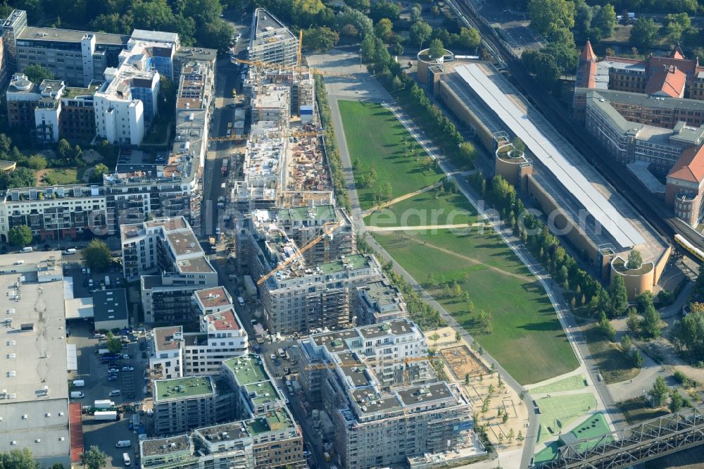 Aerial photograph Berlin Kreuzberg - Construction of the residential project Flottwell Living on the Flottwell street in Berlin Kreuzberg