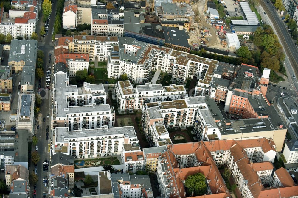 Berlin from the bird's eye view: New building of the residential district La Vie in Berlin Prenzlauer Berg