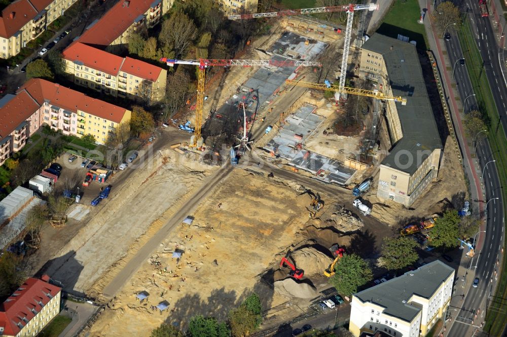 Aerial image Berlin OT Karlshorst - View of the new construction of residential buildings in the district of Karlshorst in Berlin