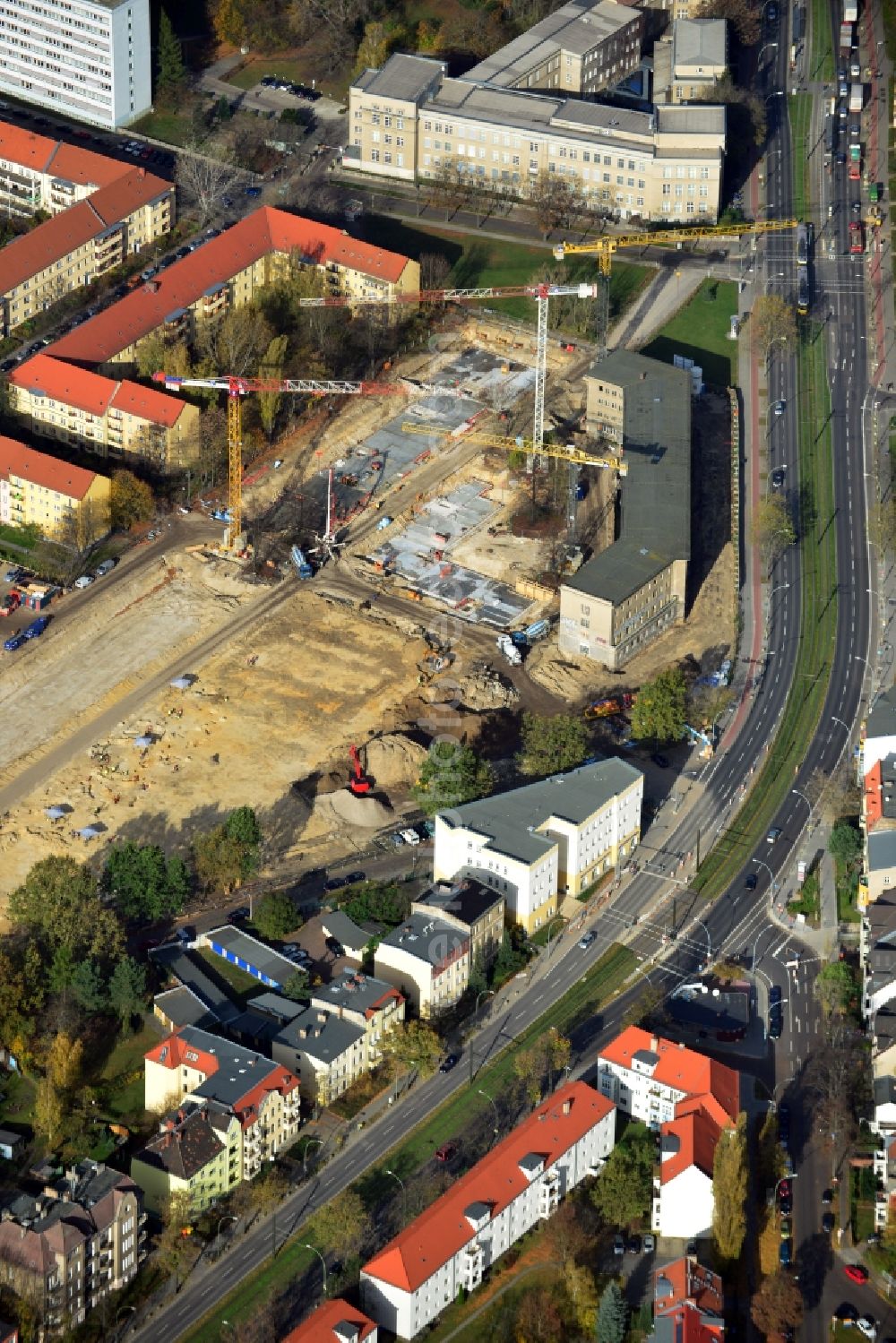 Aerial photograph Berlin OT Karlshorst - View of the new construction of residential buildings in the district of Karlshorst in Berlin