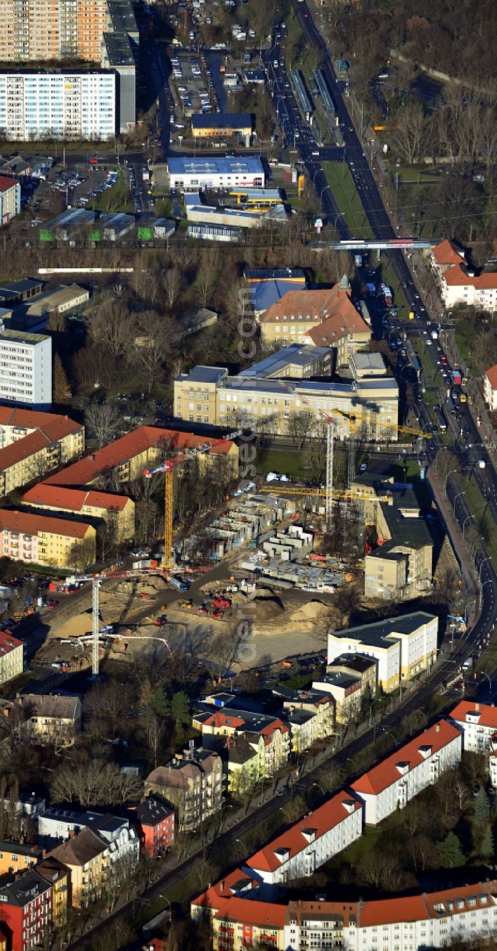 Aerial photograph Berlin OT Karlshorst - View of the new construction of residential buildings in the district of Karlshorst in Berlin