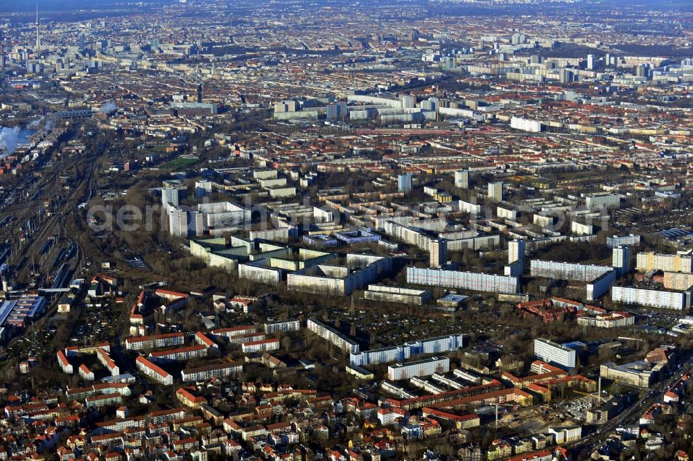 Aerial image Berlin OT Karlshorst - View of the new construction of residential buildings in the district of Karlshorst in Berlin