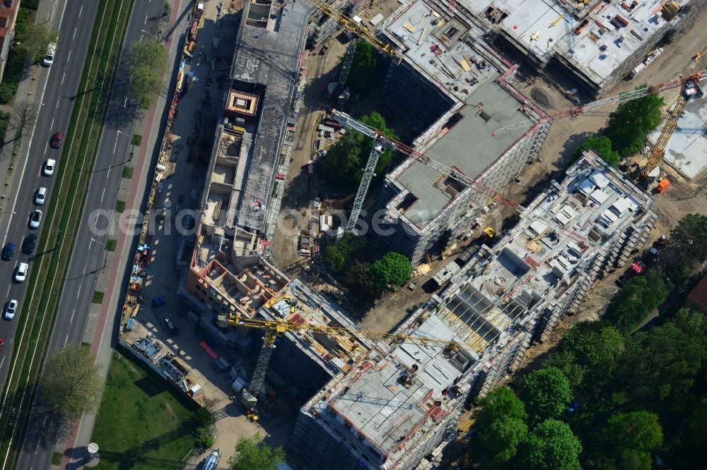 Berlin OT Karlshorst from the bird's eye view: View of the new construction of residential buildings in the district of Karlshorst in Berlin