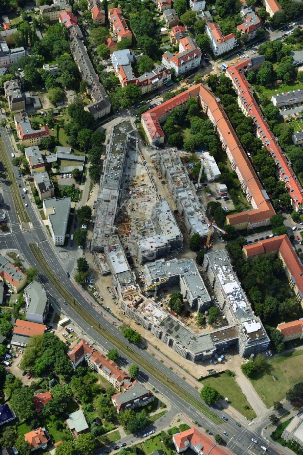 Aerial photograph Berlin OT Karlshorst - View of the new construction of residential buildings in the district of Karlshorst in Berlin