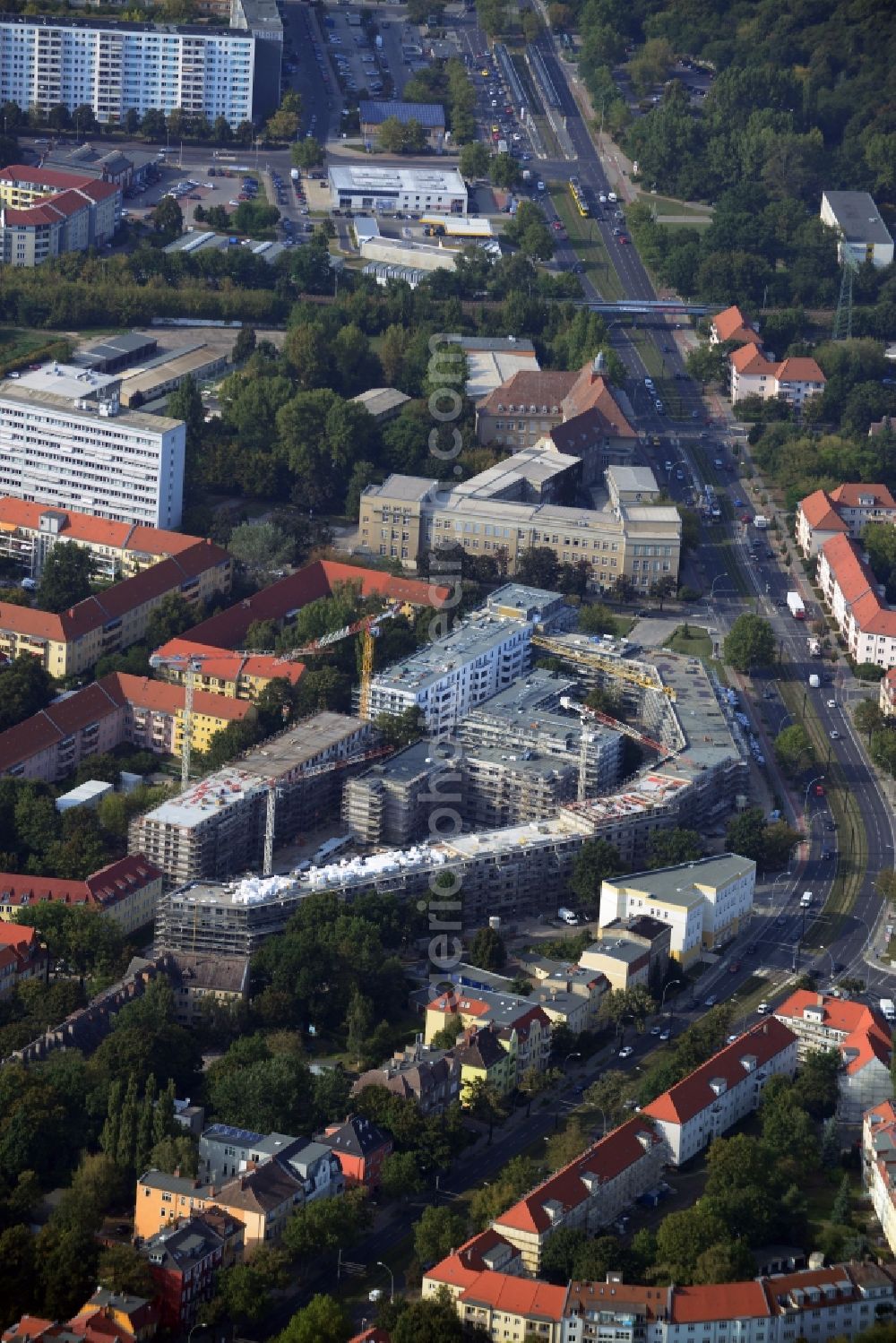 Aerial photograph Berlin OT Karlshorst - View of the new construction of residential buildings in the district of Karlshorst in Berlin