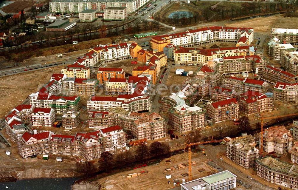 Aerial image Potsdam - 02.1995 Neubau einer Wohnsidlung am Kirchsteigfeld in Potsdam - Drehwitz