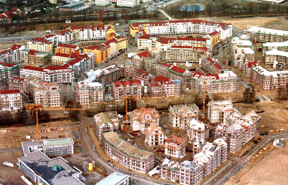 Aerial photograph Potsdam - 02.1995 Neubau einer Wohnsidlung am Kirchsteigfeld in Potsdam - Drehwitz