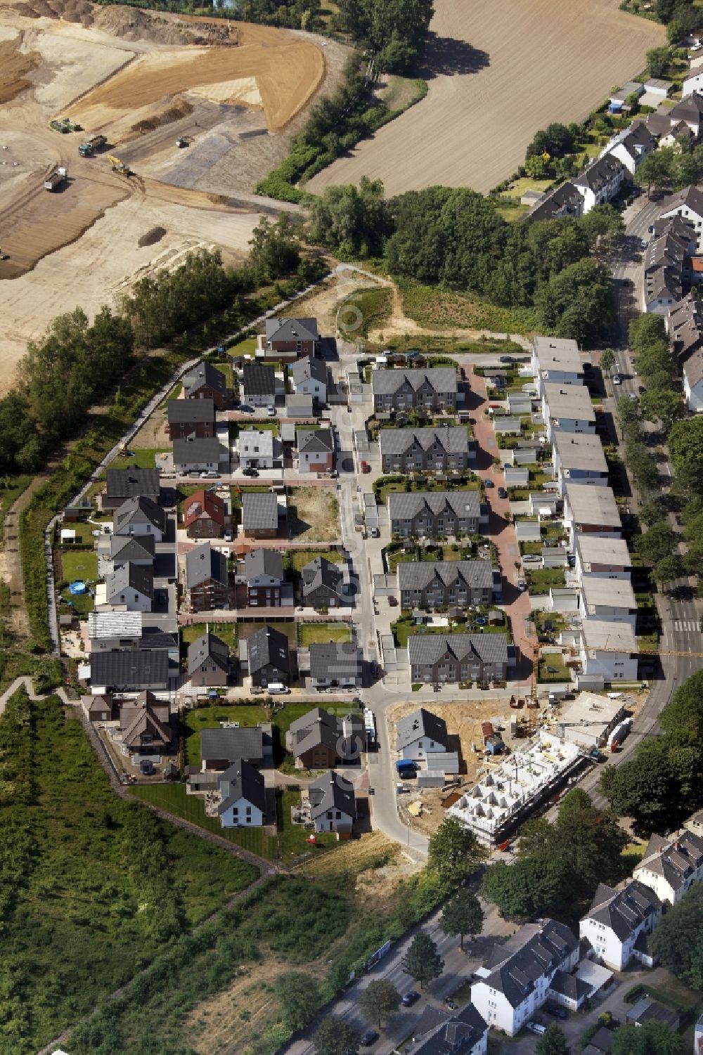 Aerial photograph Bochum - New build housing development of single-family homes in Bochum in North Rhine-Westphalia