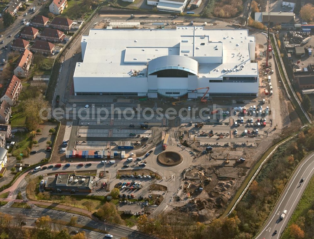 Aerial photograph Herne - View of the new construction of the furniture shop Zurbrueggen Wohnzentrum in herne in the state North Rhine-Westphalia