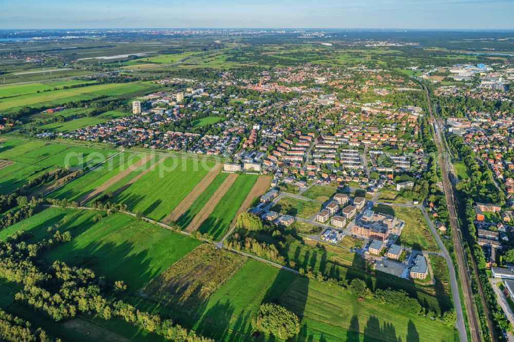 Aerial image Buxtehude - Construction site to build a new multi-family residential complex Koengsdamm in Buxtehude in the state Lower Saxony, Germany