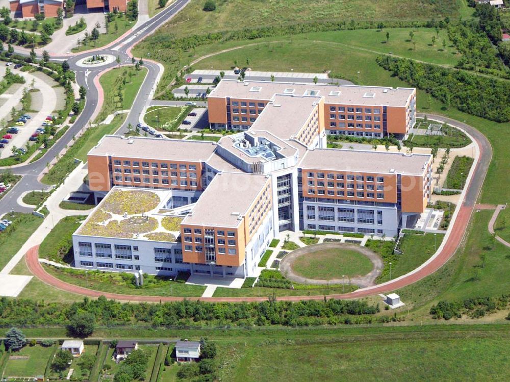 Aerial image Bad Salzungen / Thüringen - Neubauklinik am südwestlichen Stadtrand von Bad Salzungen. Klinikum Bad Salzungen gGmbH Lindigalle 3, 36433 Bad Salzungen Telefonnummer: +49 3695 64 0 Faxnummer: +49 3695 64 1002