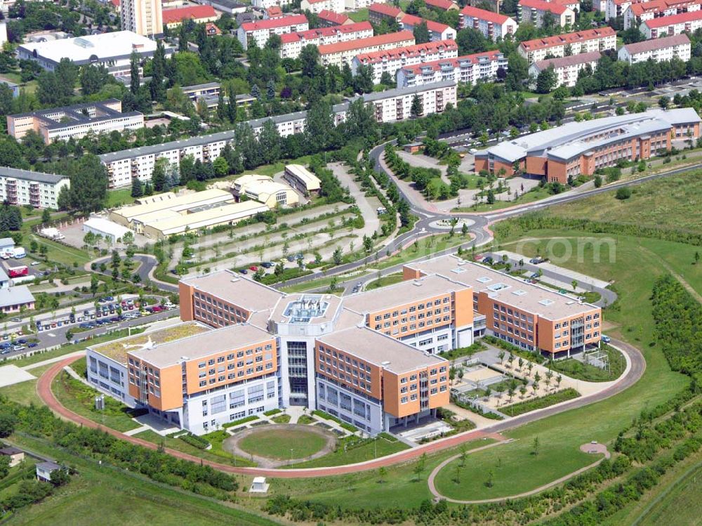 Bad Salzungen / Thüringen from above - Neubauklinik am südwestlichen Stadtrand von Bad Salzungen. Klinikum Bad Salzungen gGmbH Lindigalle 3, 36433 Bad Salzungen Telefonnummer: +49 3695 64 0 Faxnummer: +49 3695 64 1002