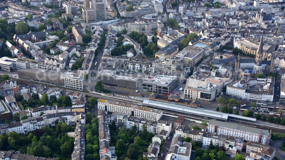 Aerial image Bonn - New building complex above the train station, the so-called southern building complex, in Bonn in the state North Rhine-Westphalia, Germany