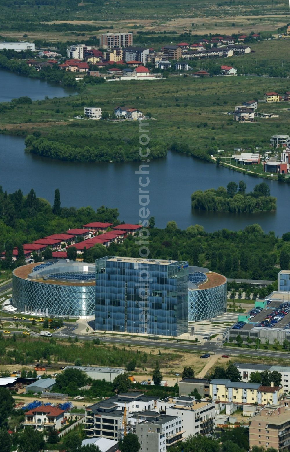 Bukarest from above - New Development of Office and Administrative Complex Petrom City in on the Strada Coralilor in Bucharest Romania