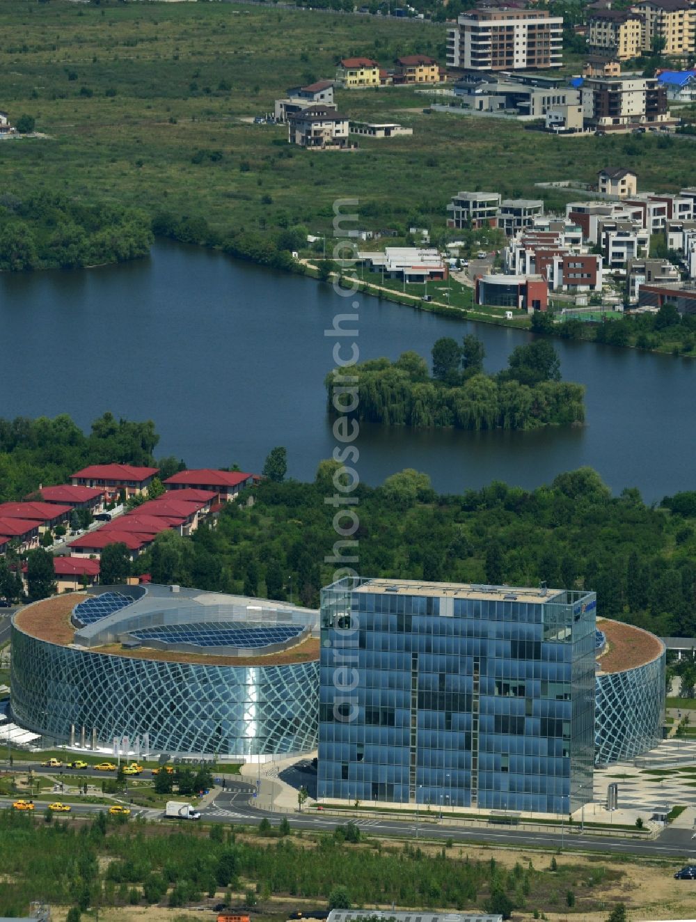 Aerial photograph Bukarest - New Development of Office and Administrative Complex Petrom City in on the Strada Coralilor in Bucharest Romania