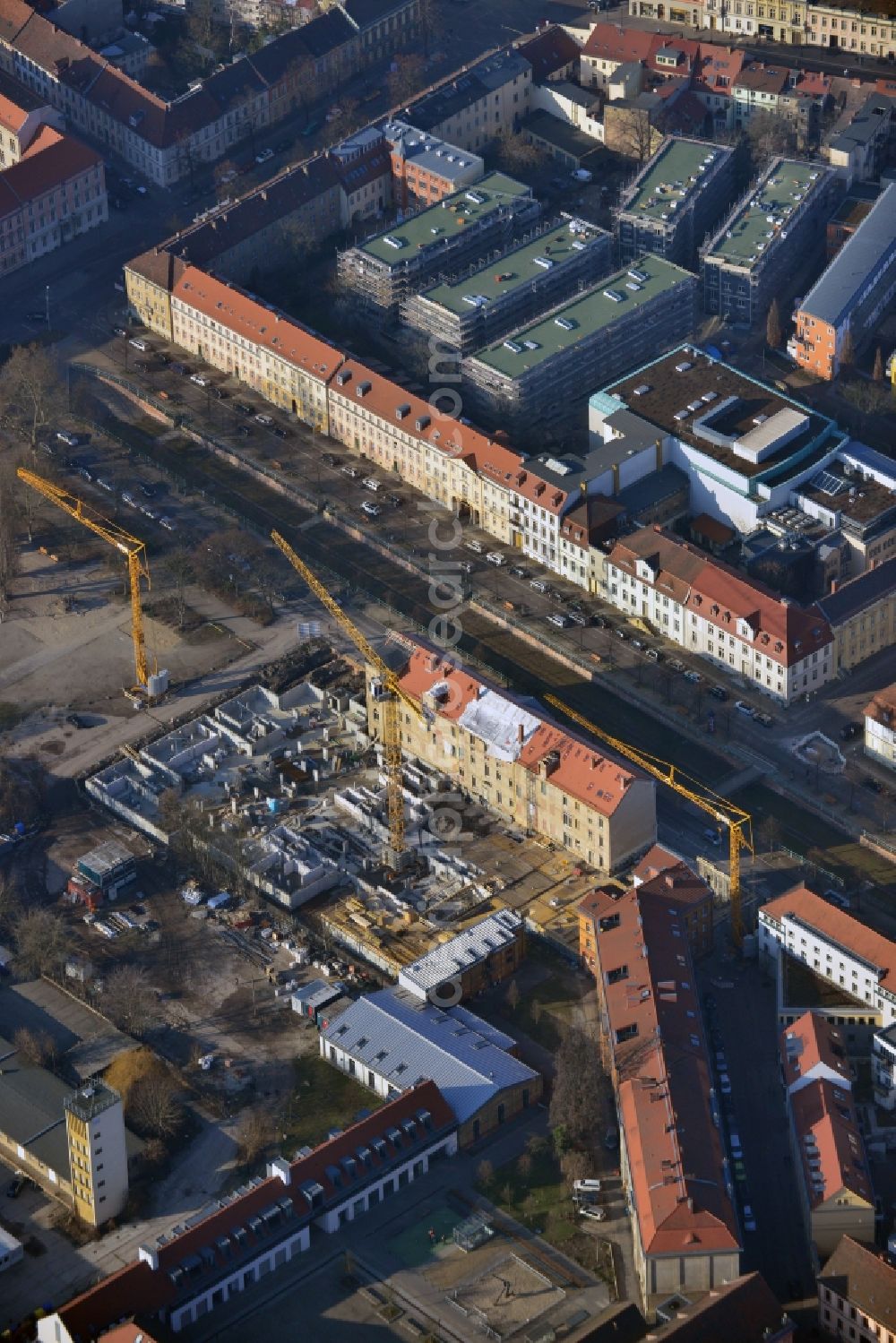 Potsdam from the bird's eye view: View of the new construction project Brockessches Palais in Potsdam in the state Brandenburg