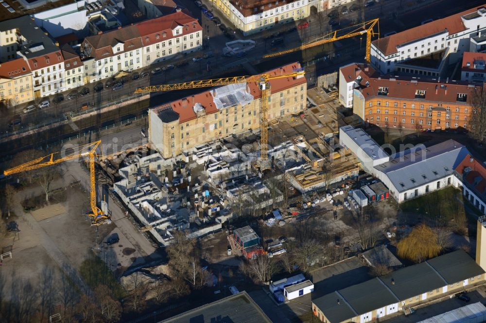 Aerial image Potsdam - View of the new construction project Brockessches Palais in Potsdam in the state Brandenburg