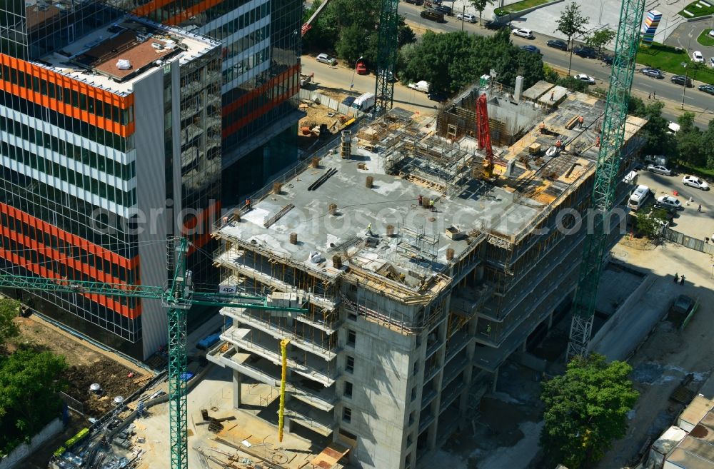 Aerial image Bukarest - View of the new construction project Green Court in Bucharest in Romania